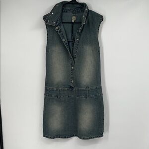 Vintage CJ Sleeveless Distressed Denim Dress Size XL